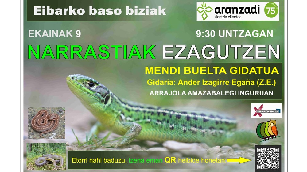 Eibar inguruko narrastiak ezagutzeko mendi-buelta gidatua antolatu du Eibarko Baso Biziak elkarteak domekarako
