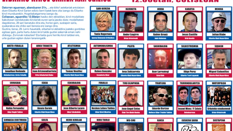 Eibarko 29 kirolarik saria jasoko dute bihar