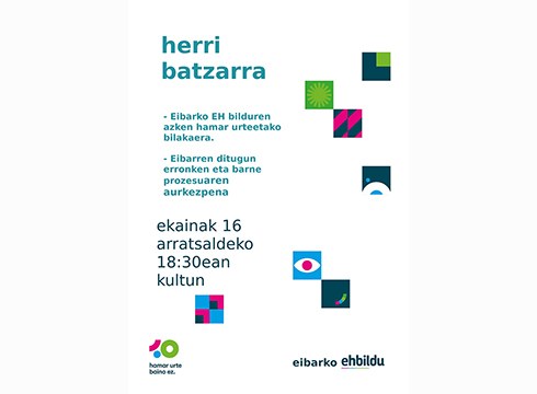 Eibarko EH Bilduk abiatzear den barne prozesua azaltzeko herri batzarra egingo du gaur