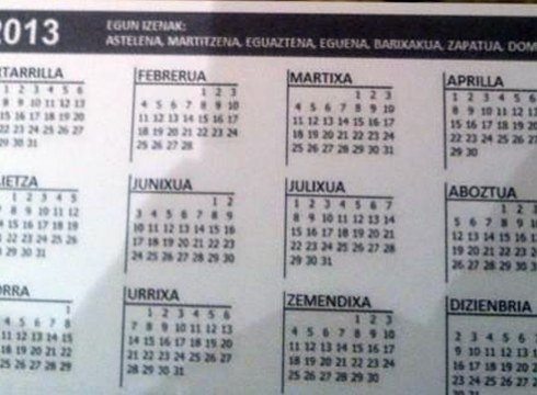 Eibarko euskaran idatzitako egutegiak doan banatuko ditu Ustekabek