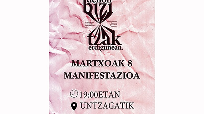 Eibarko feministek manifestazioa antolatu dute eguazten arratsalderako