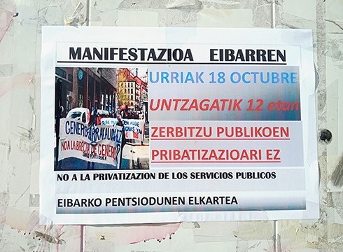 Eibarko Pentsionisten Taldeak manifestazioa egingo du gaur 12:00etan, Untzagatik abiatuta