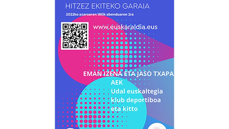 Eibartarrok Euskaraldian izena emateko epea zabalik dago