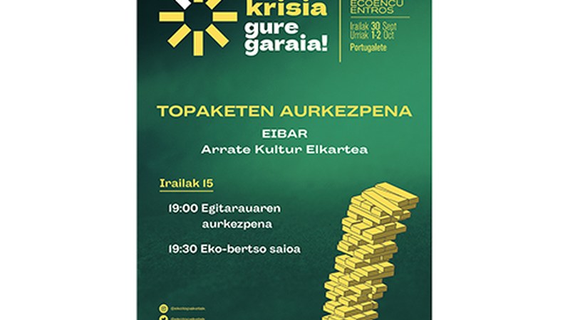 Eko-topaketen egitaraua aurkeztuko dute eguen arratsaldean, eko-bertso saioarekin lagunduta