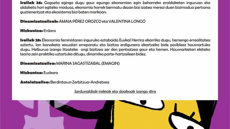 Ekonomia Feministaren inguruko jardunaldiak Eibarren