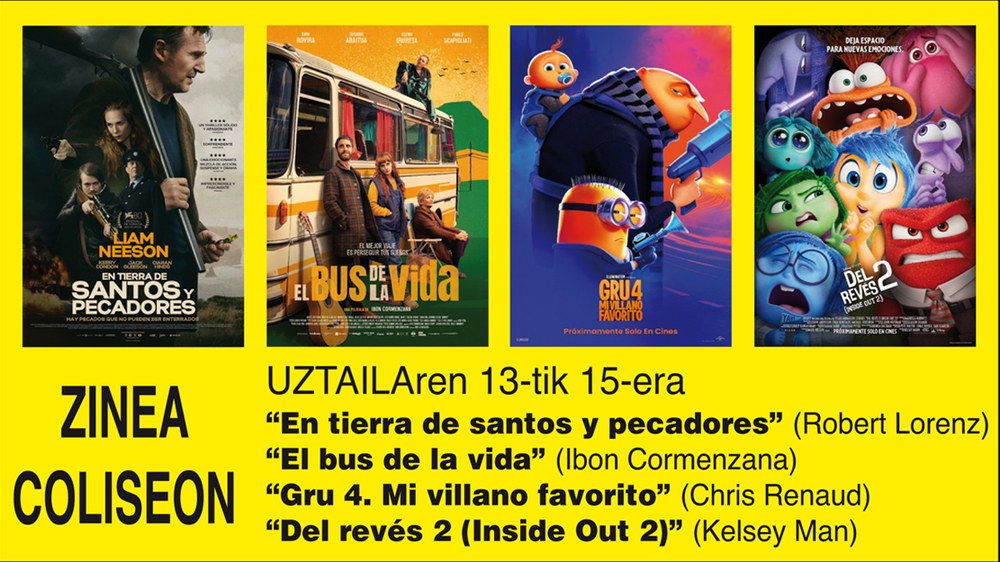 “El bus de la vida” eta “Gru 4. Mi villano favorito” Coliseoko zine-karteldegian