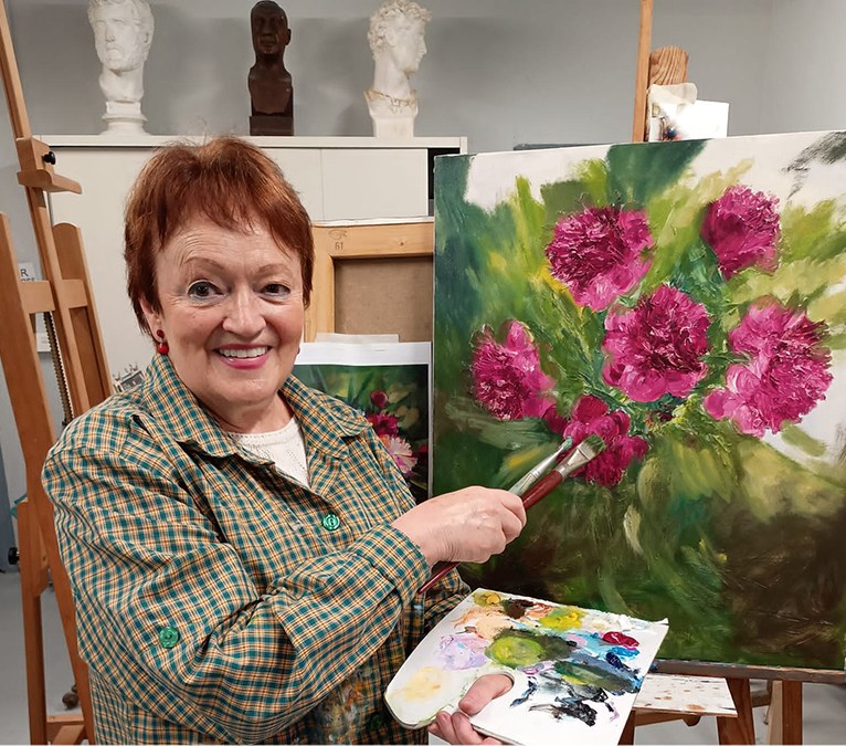 Elisabet Eguren eibartarraren pintura erakusketa zabaldu dute Untzaga gizarte zentroan