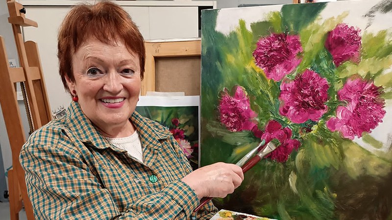 Elisabet Eguren eibartarraren pintura erakusketa zabaldu dute Untzaga gizarte zentroan