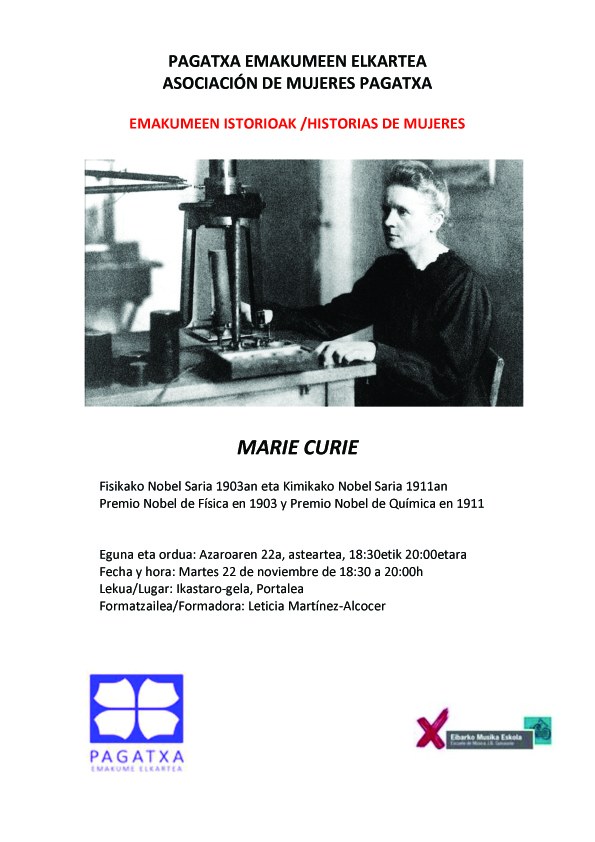 "Emakumeen istorioak" tailerra: Marie Curie