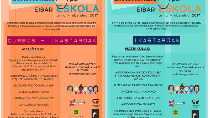 Emakumeentzako Jabetze Eskolako ikastaro berriak