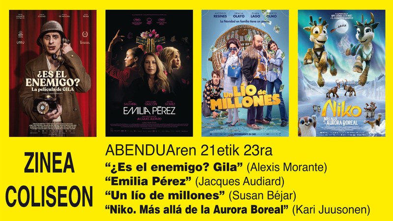 “Emilia Perez” eta “Un lío de millones” Coliseoko zine karteldegian