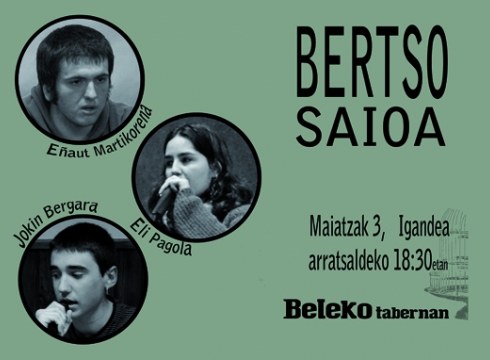 Eñaut Martikorena, Eli Pagola eta Jokin Bergara bertsotan Belekon