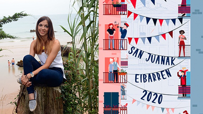 Eneritz Larrea, diseinatzaile grafikoa: “Jaiak etxetik gozatu daitezkeela irudikatu nahi nuen kartelean”