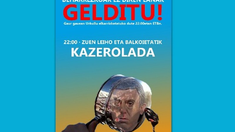 Erabateko konfinamendua eskatzeko kazerolada egingo da 22:00etan