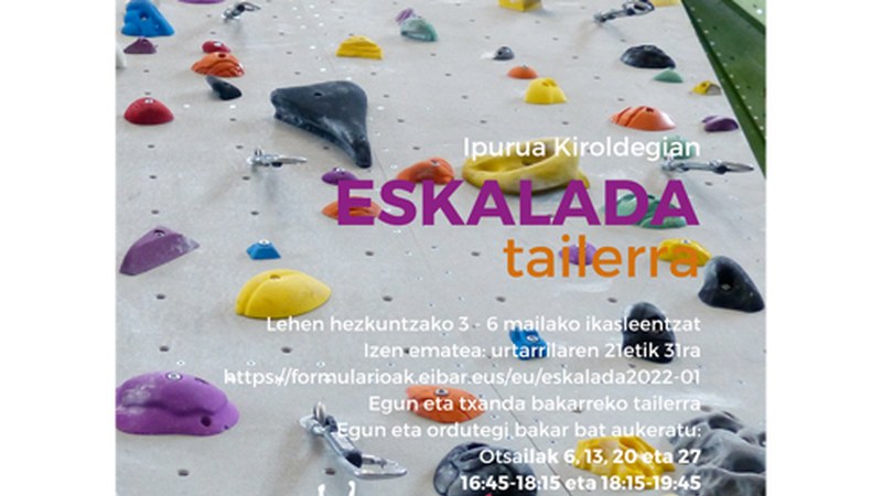 Eskalada tailerra antolatu dute Lehen Hezkuntzako ikasleentzat otsailerako