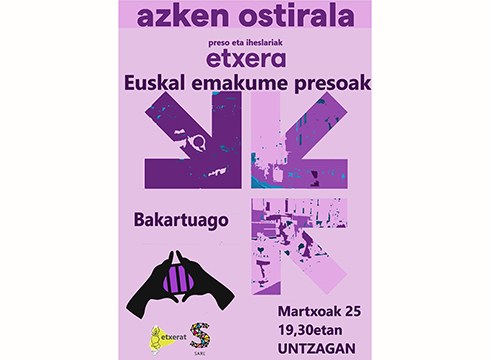 Euskal emakume presoak gogoratuko dituzte gaur 19:30ean Untzagan egingo den elkarretaratzean