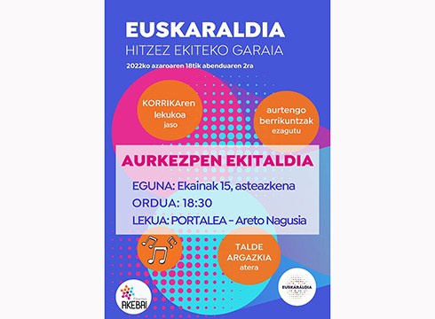 Euskaraldiaren 3. edizioaren aurkezpen ekitaldia egingo da gaur arratsaldean