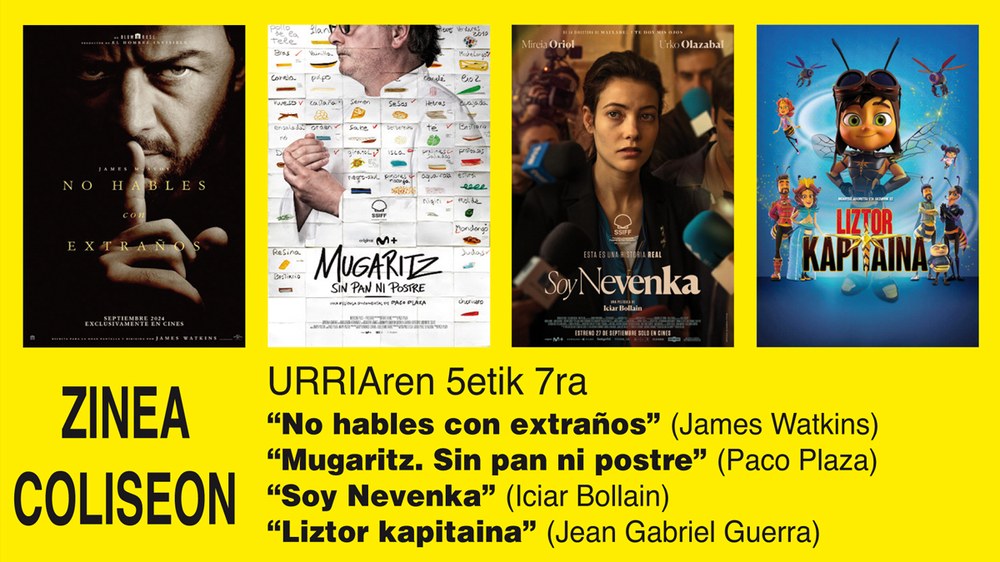 Euskerazko “Liztor kapitaina” eta “Soy Nevenka” Coliseoko zine-karteldegian