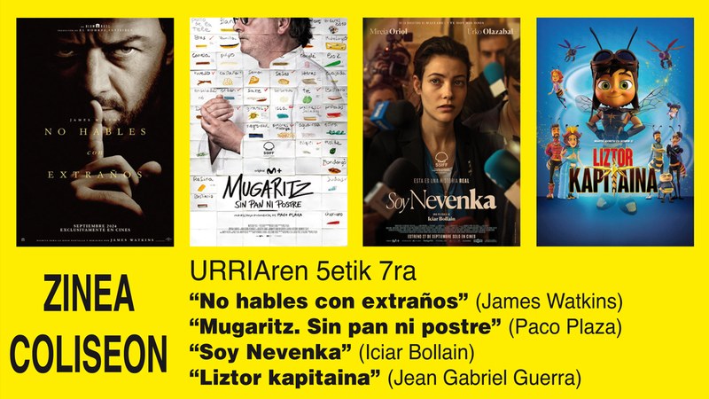 Euskerazko “Liztor kapitaina” eta “Soy Nevenka” Coliseoko zine-karteldegian
