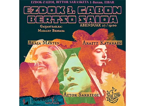 Ez Dok 3. Gabon Bertso Saioa egingo dute hilaren 27an