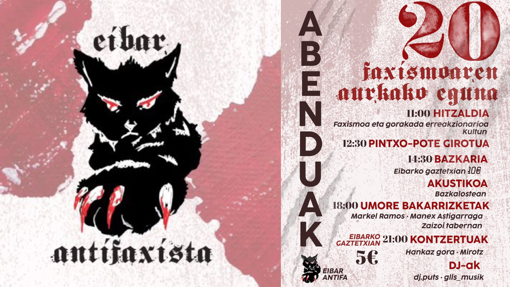 Faxismoaren aurkako eguneko egitaraua argitaratu dute