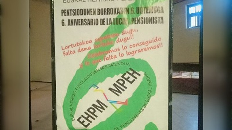 Gaur 12:00etan Untzagan egingo den elkarretaratzean ospatuko dute sei urteko borroka pentsiodunek