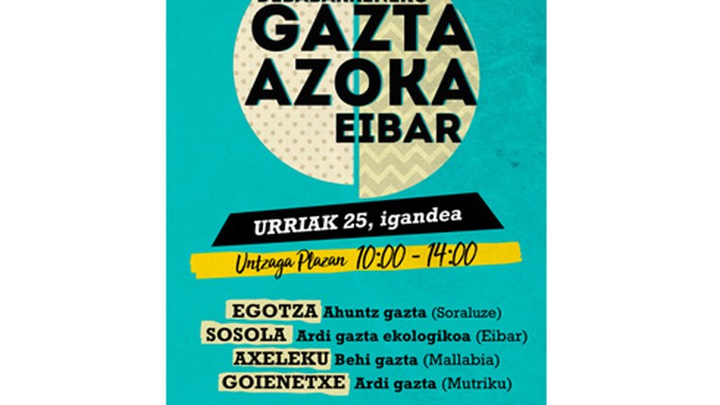 V. Gazta Azoka egingo da domekan Untzaga plazan, eskualdeko gaztagileen parte-hartzearekin