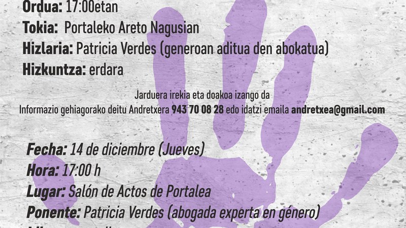 "Genero-indarkeriaren epailearen errealitatea" hitzaldi irekia