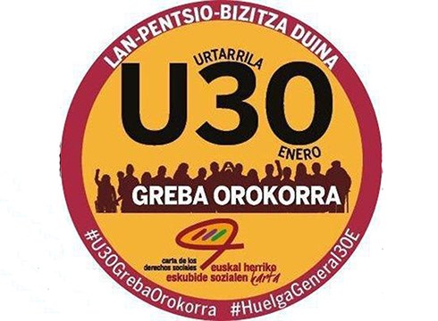 Greba Orokorraren inguruko manifestazio nagusia 12:30ean irtengo da Untzagatik
