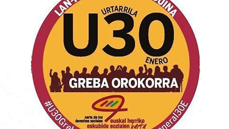 Greba Orokorraren inguruko manifestazio nagusia 12:30ean irtengo da Untzagatik