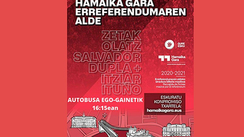 Hamaika Gara taldeak zapaturako antolatu duen mobilizaziora joateko autobusa irtengo da Eibartik