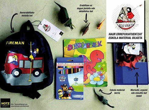 Haur errefuxiatuentzako eskola material bilketa irailaren 14a baino lehen
