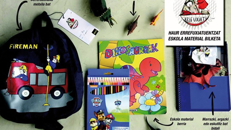 Haur errefuxiatuentzako eskola material bilketa irailaren 14a baino lehen
