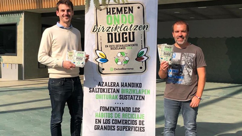 “Hemen ondo birziklatzen dugu” ikurra ondo birziklatzen duten azalera handiko saltokientzako