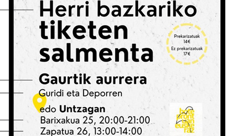 Euskararen Eguneko herri-bazkarirako tiketak Untzagan salgai