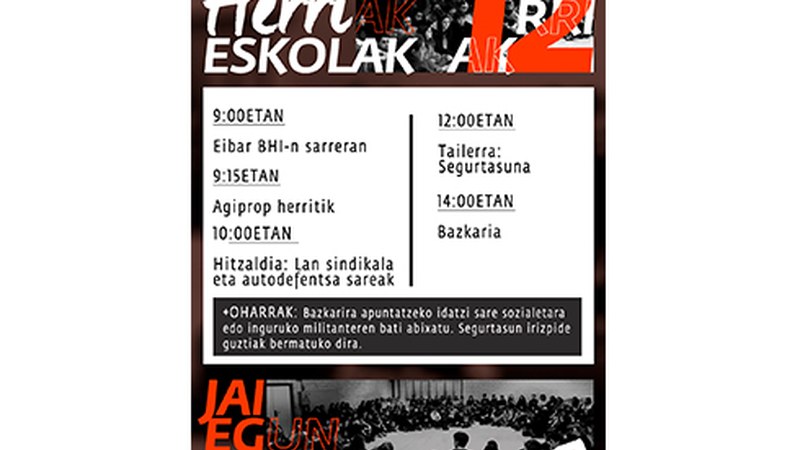 Herri eskola egingo dute urriaren 12an Eibarren
