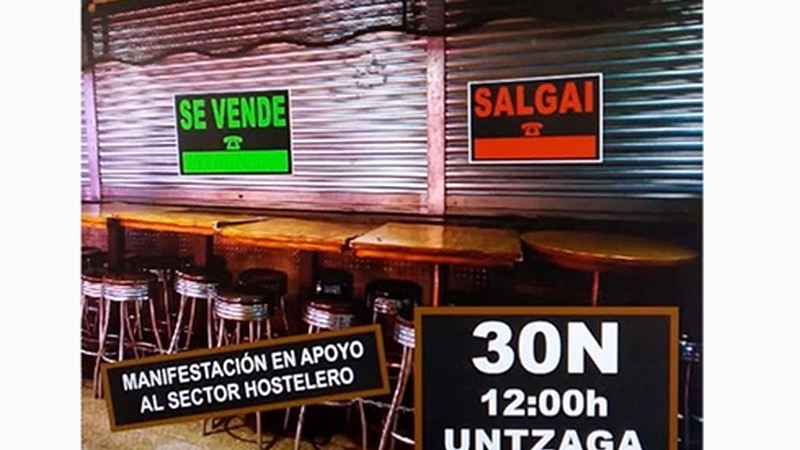 Herriko tabernariek manifestazioa deitu dute astelehen eguerdirako, sektoreak bizi duen egoera salatzeko