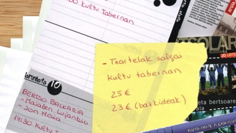 Hilaren 10eko bertso bazkarirako txartelak salgai daude Kultun