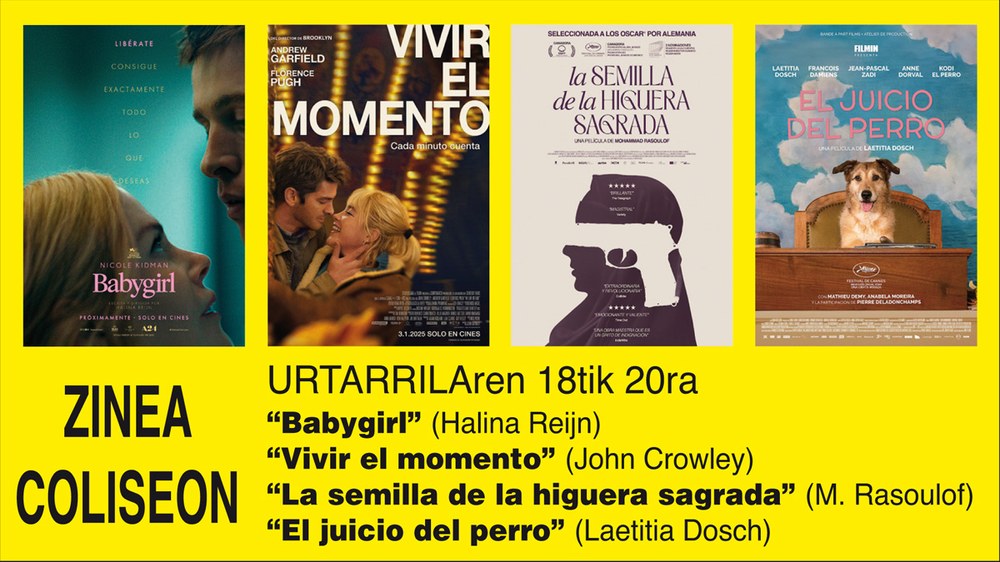 Hiru pelikula berri asteburuko Coliseoko zine karteldegian