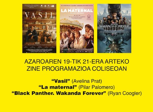 Hiru pelikula hartuko ditu asteburu honetako Coliseoko zine-karteldegiak