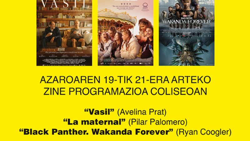 Hiru pelikula hartuko ditu asteburu honetako Coliseoko zine-karteldegiak