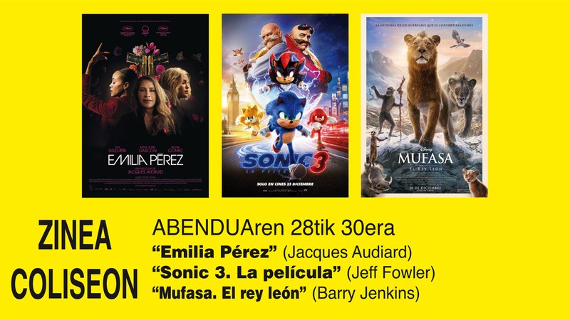 Hiru pelikula izango dira ikusgai asteburuko karteldegian