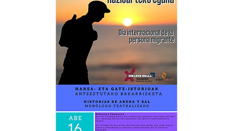 “Historias de arena y sal”, migrazioari buruzko bakarrizketa eskainiko dute gaur Portalean