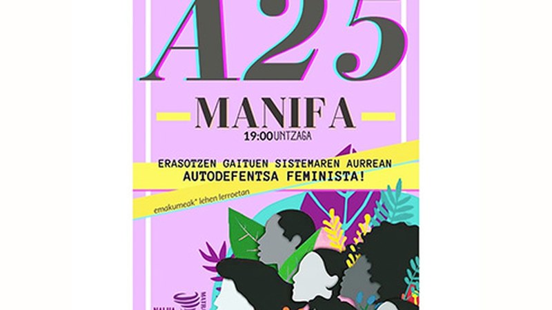 Indarkeria matxistaren aurkako manifestazioa eta elkarretaratzea egingo dira gaur arratsaldean