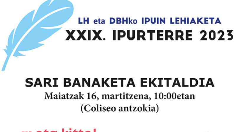 Ipurterre Ipuin eta Gutun lehiaketako sari banaketa streaming bidez ikusi ahal izango da bihar goizean