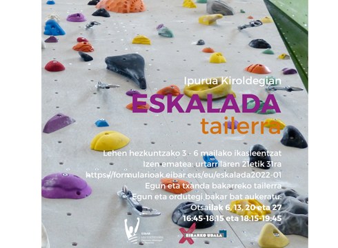 Ipurua Kiroldegiko rokodromoan eskalada ikastaroa egingo dute otsailean zehar LHko ikasleek