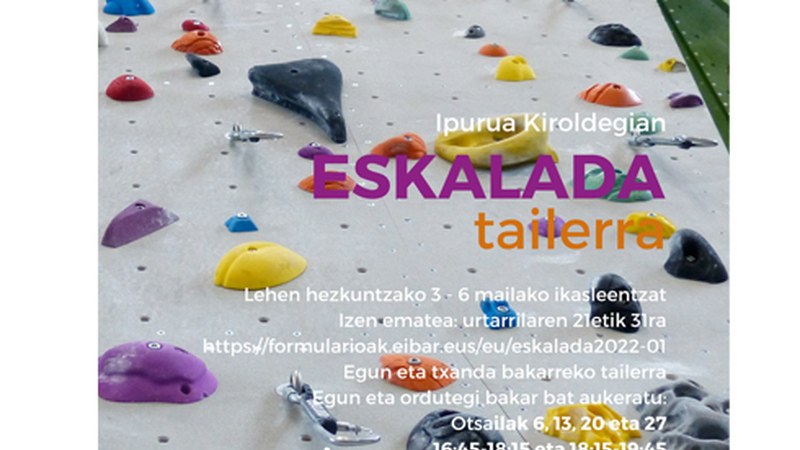 Ipurua Kiroldegiko rokodromoan eskalada ikastaroa egingo dute otsailean zehar LHko ikasleek