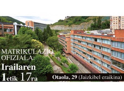 Irailaren 17an amaituko da matrikulazio epea Eibarko Hizkuntza Eskolan