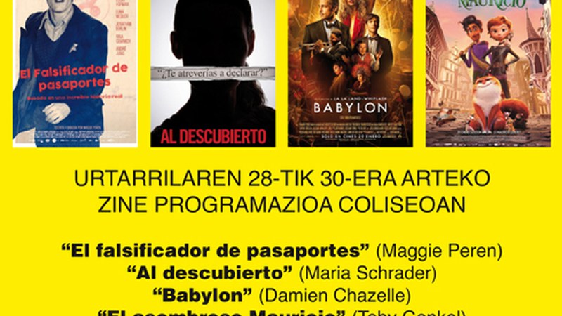 Iraupen luzeko “Babylon” eta “Al descubierto” pelikulak Coliseoko asteburuko karteldegian