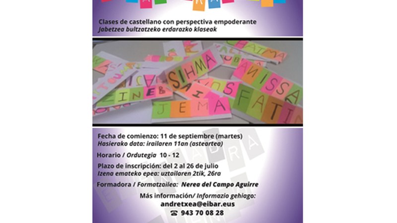 Jabetzea bultzatzeko erderazko klaseak emango dira Andretxean irailean